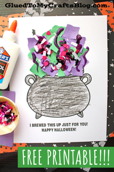 Torn Paper Witch Cauldron Craft Idea for Kids To Make This Halloween Season
