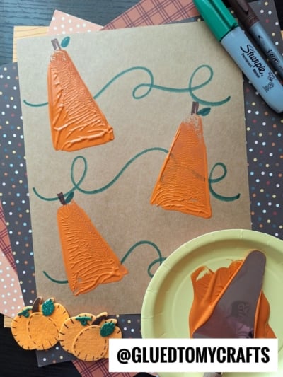 CAKE SERVER STAMPED PUMPKINS FOR FALL