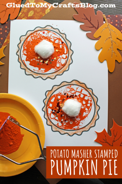 Potato Masher Stamped Pumpkin Pie Craft Idea