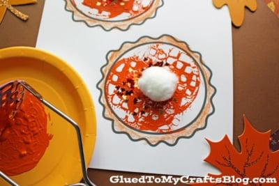 Potato Masher Stamped Pumpkin Pie Craft Idea