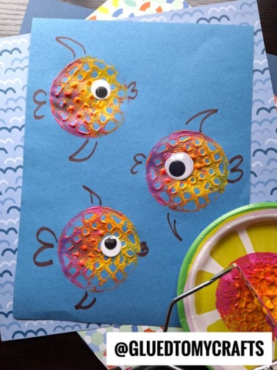 Potato Masher Stamped Fish For Summer Fun!