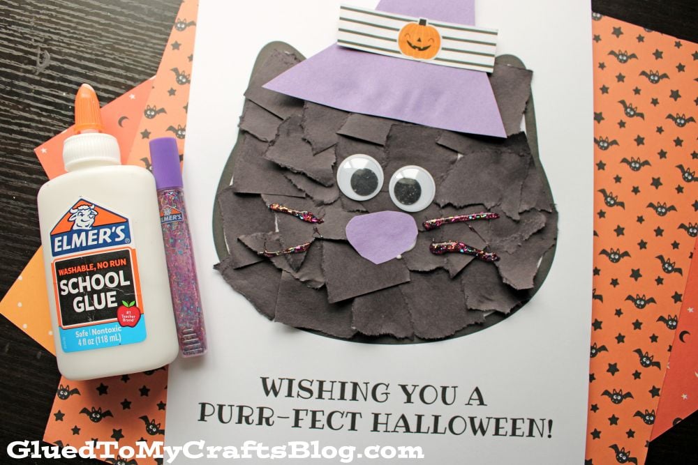 Torn Paper Black Cat Halloween Craft for Kids - gluedtomycrafts