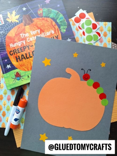 CODING LABEL CATERPILLAR ON PAPER PUMPKIN