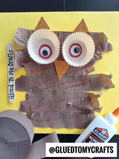 TORN CREPE PAPER OWL CRAFT IDEA