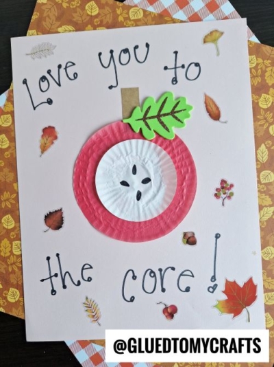 CUPCAKE LINER LOVE YOU TO THE CORE APPLE CARD