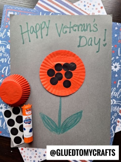 CUPCAKE LINER POPPY FLOWER CRAFT IDEA FOR VETERAN'S DAY