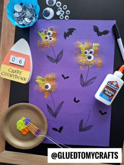 FORK PAINTED MONSTER FLOWERS - ADD WIGGLE EYES TO THE CENTERS