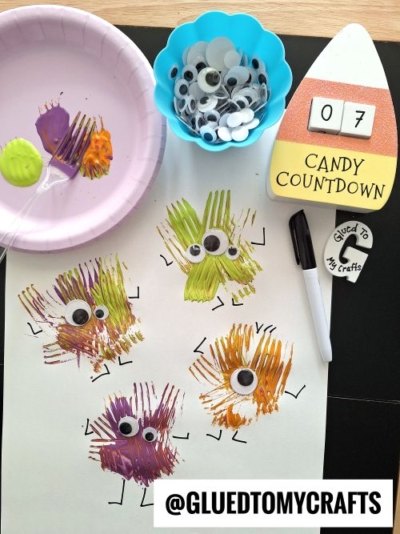 FORK PAINTED MONSTERS - USE MULTIPLE COLORS TO MAKE THEM REALLY POP FROM THE PAPER