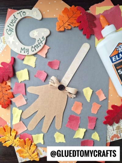 HANDPRINT BROOM & TORN PAPER LEAVES