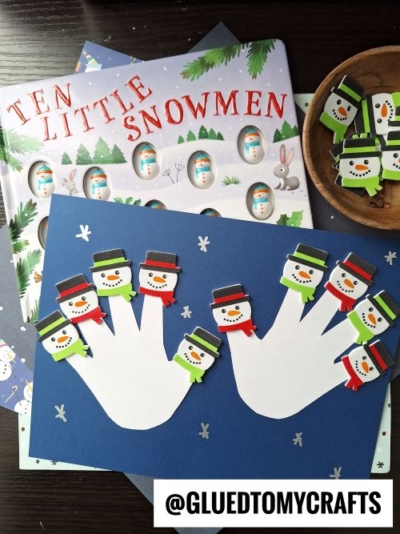 HANDPRINT TEN LITTLE SNOWMEN KEEPSAKE IDEA FOR STORY TIME