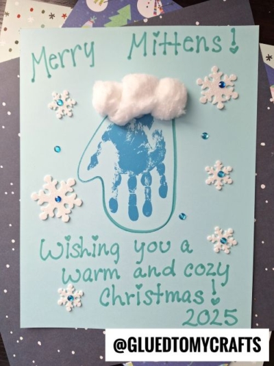 HANDPRINT WINTER MITTEN - WISHING YOU A WARM & COZY CHRISTMAS