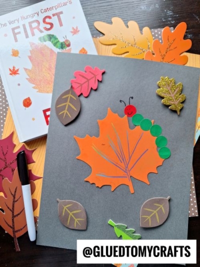 CODING LABEL CATERPILLAR ON PAPER LEAF SHAPE
