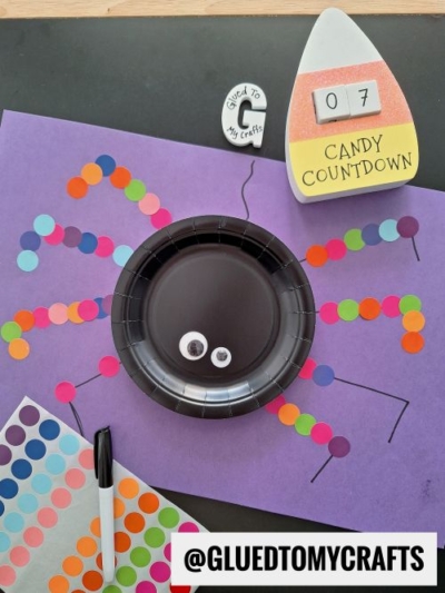 PAPER PLATE & CODING DOT SPIDER CRAFT IDEA