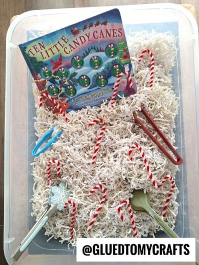 PIPE CLEANER CANDY CANE HUNT SENSORY BIN IDEA