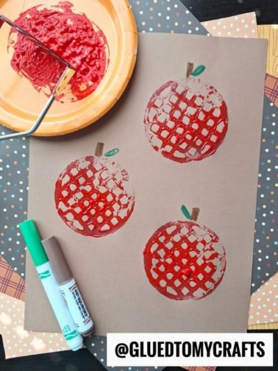 Potato Masher Stamped Red Apples For Fall