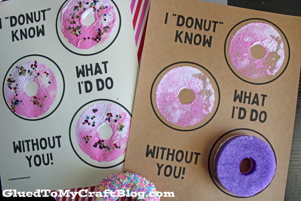 Pool Noodle Stamped Donut Card Craft Idea For Kids