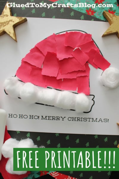 Torn Paper Santa Hat Card Craft Idea For Christmas