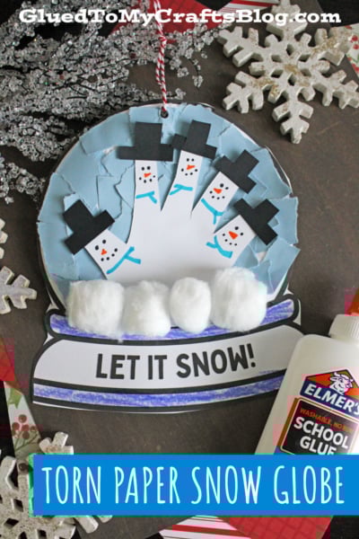 Torn Paper Snow Globe Craft For Kids