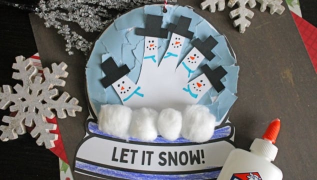 Torn Paper Snow Globe Craft Idea For Winter - gluedtomycrafts