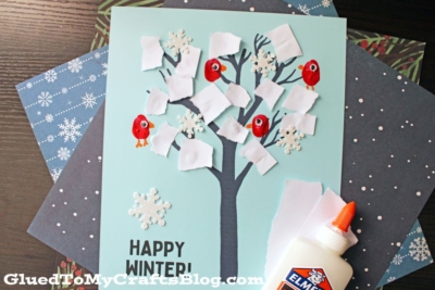 Torn Paper Winter Tree Craft Idea For Kids - gluedtomycrafts