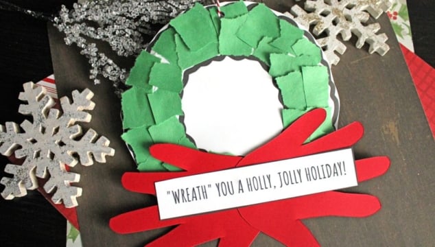 Torn Paper Wreath You A Holly, Jolly Holiday!
