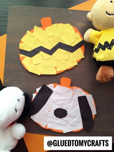 USE FOAM PUMPKIN SHAPES AND CONSTRUCTION PAPER TO MAKE SNOOPY & CHARLIE BROWN