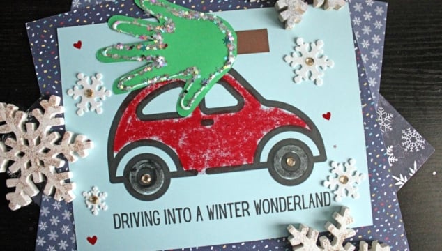 Handprint "Driving Into A Winter Wonderland" Christmas Tree Keepsake