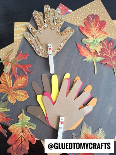 CLOTHESPIN AND HANDPRINT CUTOUTS TURKEY
