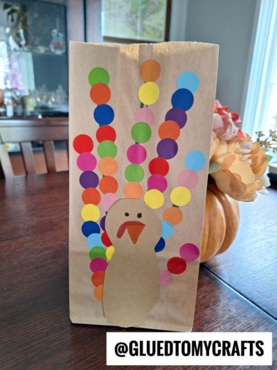 PAPER BAG TURKEY WITH CODING DOT FEATHERS