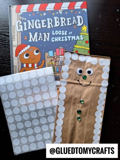 Gingerbread Man Puppet - Use A Paper Bag & Circle Stickers
