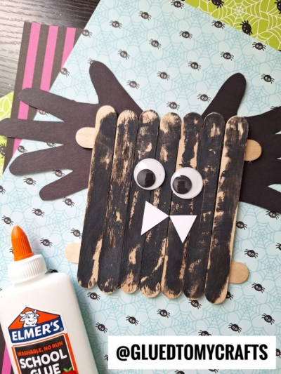 POPSICLE STICK BAT WITH HANDPRINT WINGS