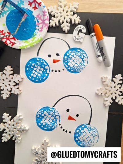 Potato Masher Stamped Snowman Ear Muffs