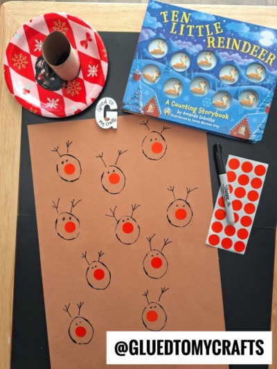 Use a Toilet Paper Roll and Label Dots To Make REINDEER