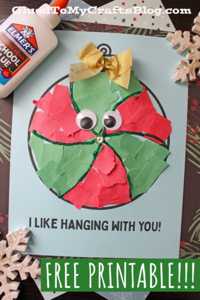 Torn Paper Christmas Ornament Card Craft Idea