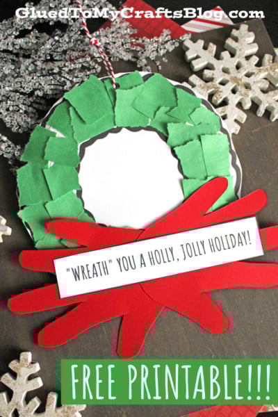 Torn Paper Christmas Wreath Craft (Free Printable!)