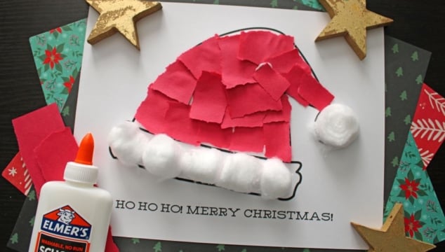 torn-paper-santa-hat-christmas-card-craft-idea-for-kids-gluedtomycrafts