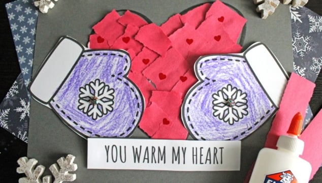 torn-paper-you-warm-my-heart-mittens-winter-craft-idea-gluedtomycrafts