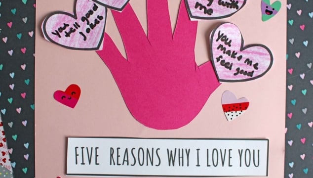 Handprint "Five Reasons Why I Love You" Craft Idea for Kids