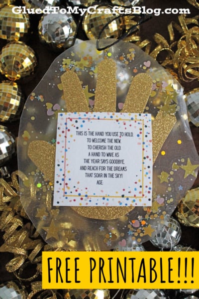 New Year's Eve Handprint Poem Gift Tag Printable