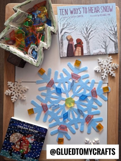 SNOWFLAKE DECORATING TABLE - USE FELT CUTOUTS AND PLASTIC TILES
