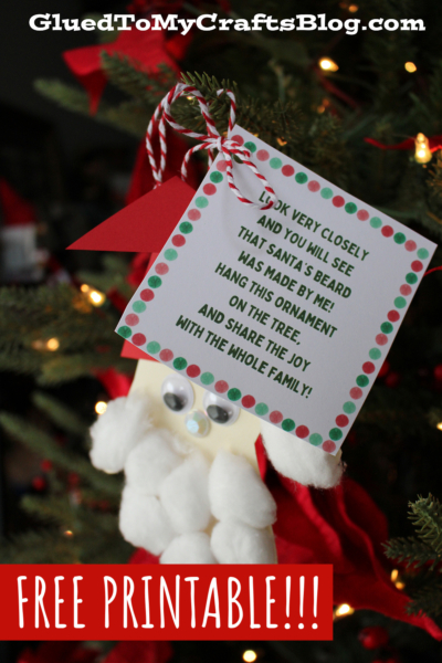 Look Very Closely - Handprint & Cotton Ball Santa Ornament