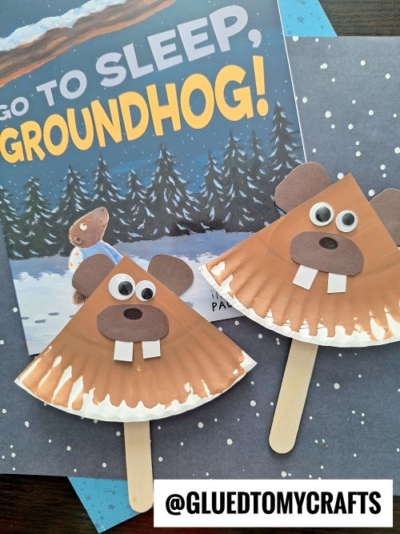 PAPER PLATE GROUNDHOG PUPPETS - JUST CUT THE PLATE INTO TRIANGLES