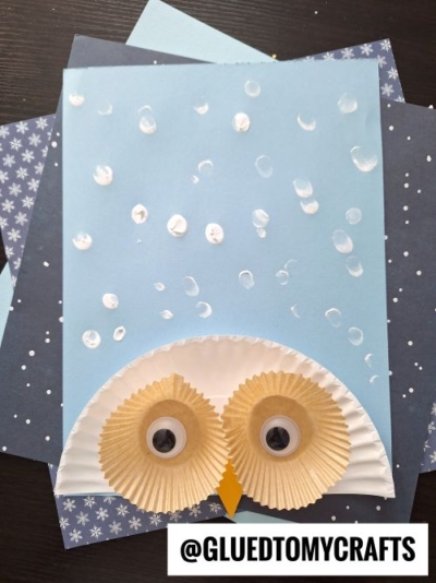 PAPER PLATE & CUPCAKE LINER SNOWY OWL CRAFT IDEA