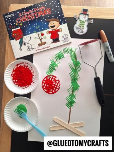 Potato Masher Stamped Charlie Brown Christmas Tree Craft Idea