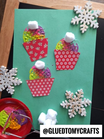 Potato Masher Stamped CUPCAKES For Christmas