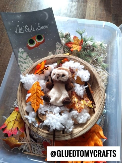 A SNOWY OWL BIRD NEST - USE FAKE SNOW, PLASTIC LEAVES, WOOD PIECES AND MORE!