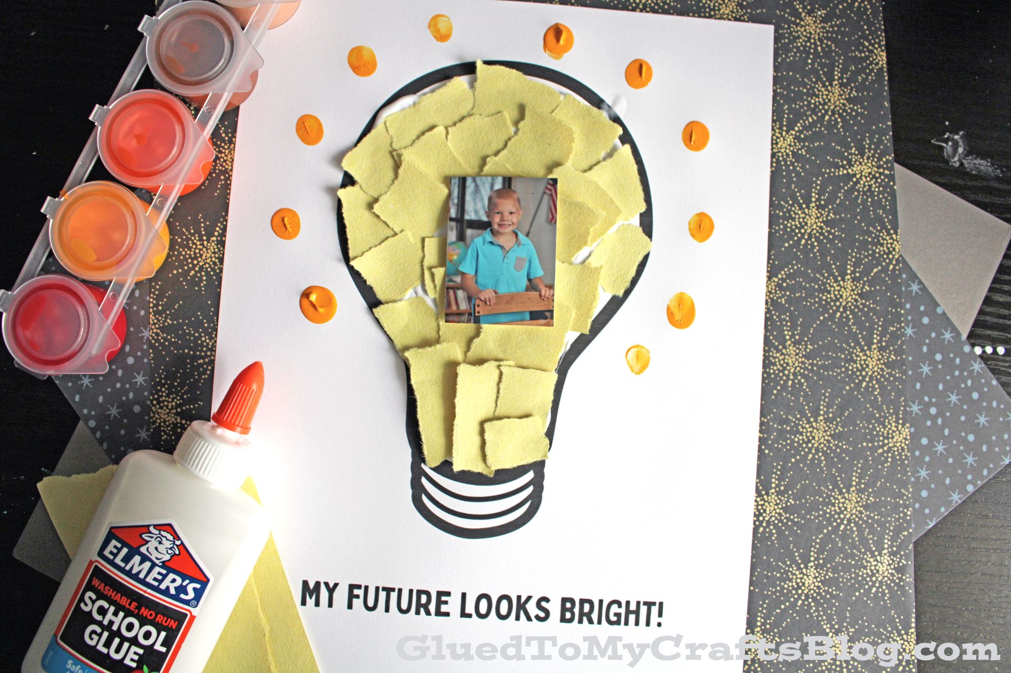 Torn Paper Light Bulb Craft Idea For Kids