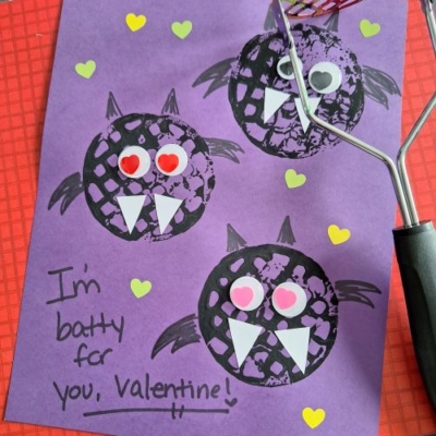 POTATO MASHER STAMPED "I'M BATTY FOR YOU, VALENTINE!"