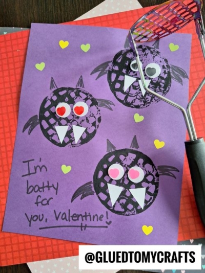 POTATO MASHER STAMPED "I'M BATTY FOR YOU, VALENTINE!"
