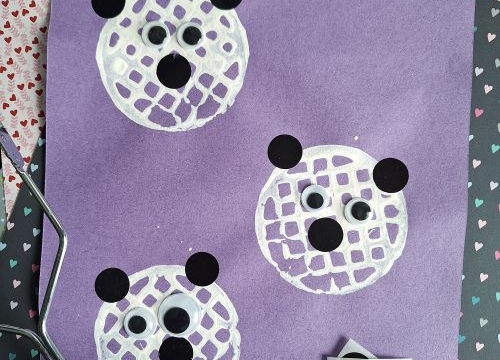 POTATO MASHER STAMPED PANDA BEAR - USE DOT STICKERS FOR THE EARS & NOSES